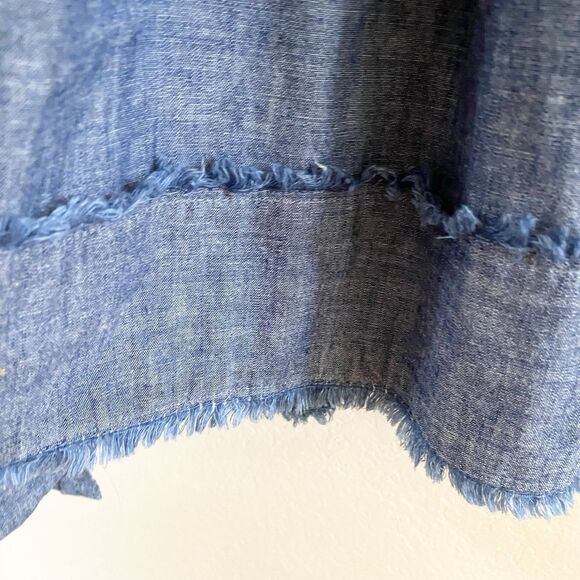 Talbots Women’s Chambray Blue Denim Tie Back Sundress 100% Cotton SZ 12 Zipper - Picture 9 of 11